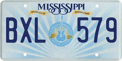 MS license plate BXL579