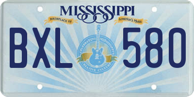 MS license plate BXL580