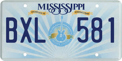 MS license plate BXL581