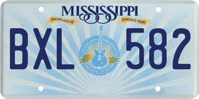 MS license plate BXL582