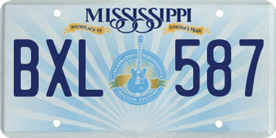 MS license plate BXL587