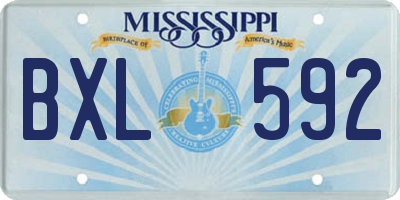 MS license plate BXL592