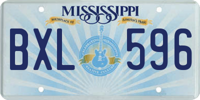 MS license plate BXL596