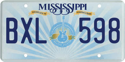 MS license plate BXL598