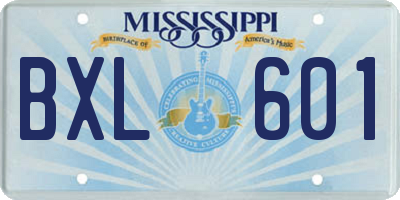 MS license plate BXL601