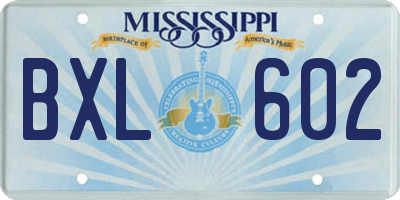MS license plate BXL602