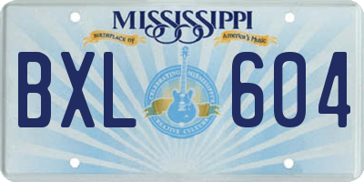 MS license plate BXL604