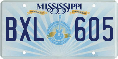 MS license plate BXL605