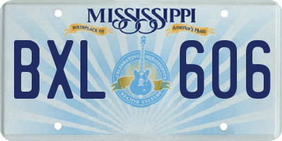 MS license plate BXL606