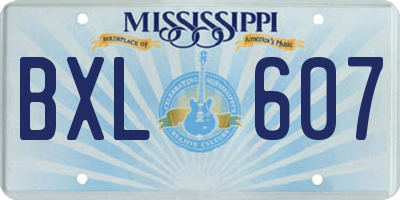 MS license plate BXL607