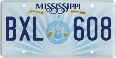 MS license plate BXL608