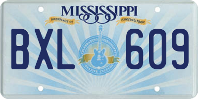 MS license plate BXL609
