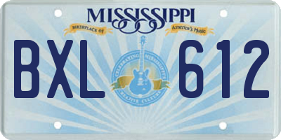 MS license plate BXL612