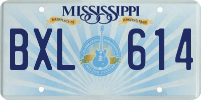 MS license plate BXL614