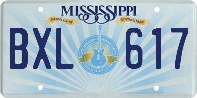 MS license plate BXL617