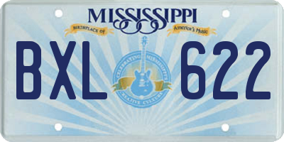 MS license plate BXL622