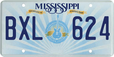 MS license plate BXL624