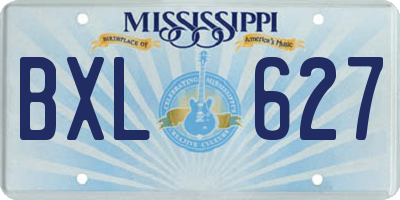 MS license plate BXL627