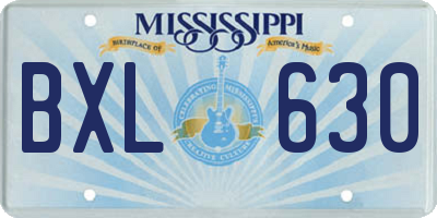 MS license plate BXL630