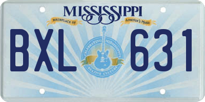 MS license plate BXL631
