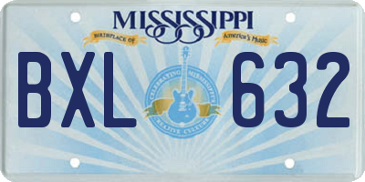MS license plate BXL632