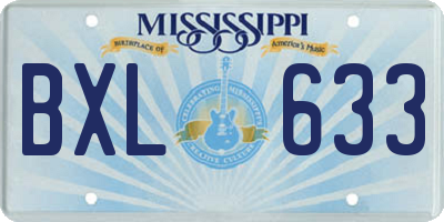 MS license plate BXL633