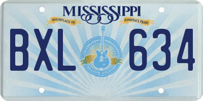 MS license plate BXL634