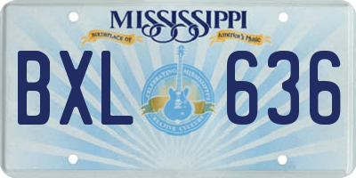 MS license plate BXL636