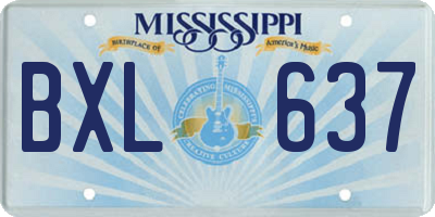 MS license plate BXL637