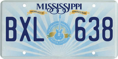 MS license plate BXL638