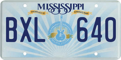 MS license plate BXL640