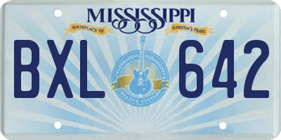 MS license plate BXL642