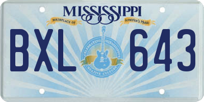 MS license plate BXL643
