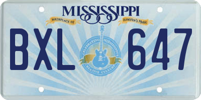 MS license plate BXL647