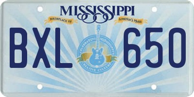MS license plate BXL650