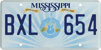 MS license plate BXL654