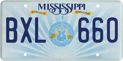 MS license plate BXL660