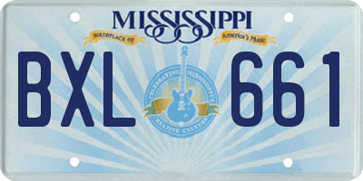 MS license plate BXL661