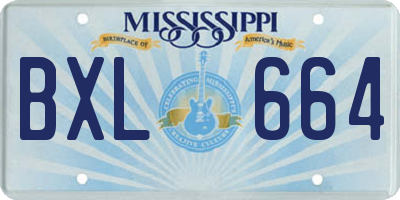 MS license plate BXL664