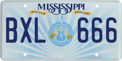 MS license plate BXL666