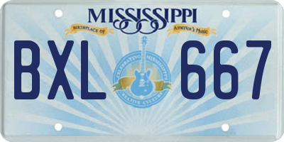 MS license plate BXL667