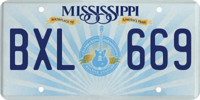 MS license plate BXL669