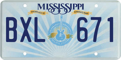 MS license plate BXL671