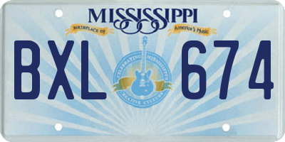 MS license plate BXL674