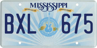 MS license plate BXL675