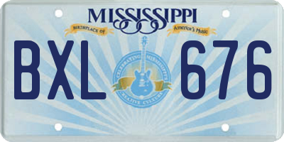MS license plate BXL676