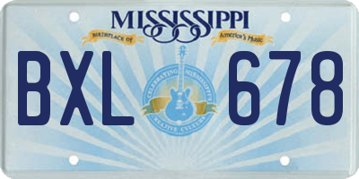 MS license plate BXL678