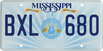 MS license plate BXL680