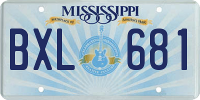 MS license plate BXL681