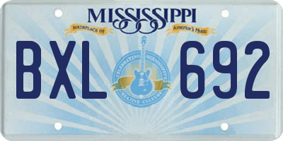 MS license plate BXL692